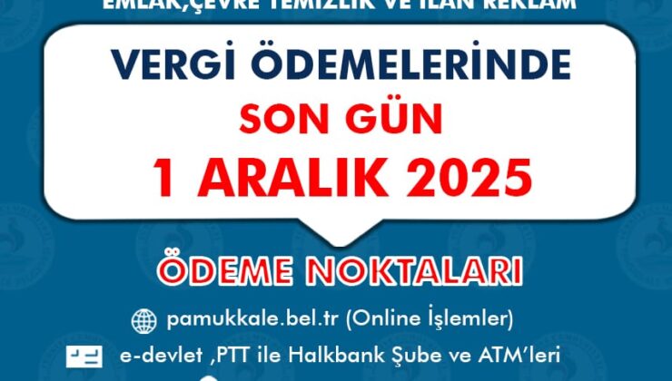 Resmi Reklam – Pamukkale Belediyesi Vergi Ödemeleri 17-18 Kasım