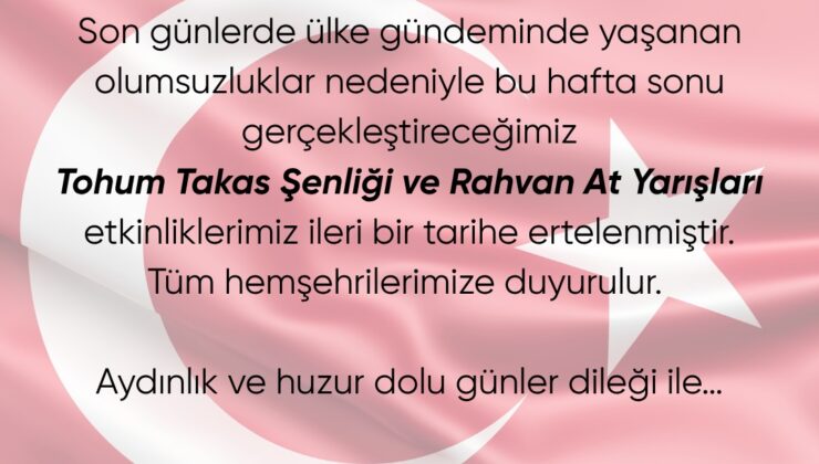 Honaz’daki Şenlik ve Yarışlar Ertelendi